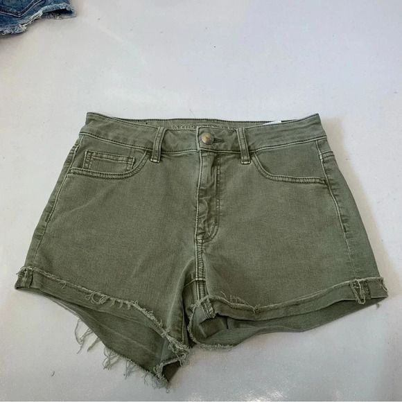 American Eagle Shorts Woman Lot 4 Hi Rise Shortie Super Stretch Blue Green Moto - Picture 3 of 16